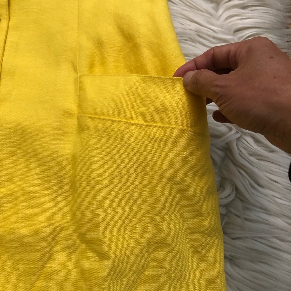Geary Roark Kamisato Linen Blend Racerback Yellow Sleeveless Button Down Dress 8 - Picture 5 of 13
